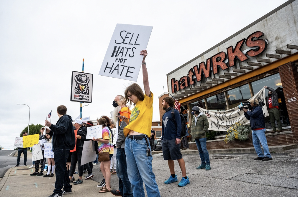 protest at Hatworks