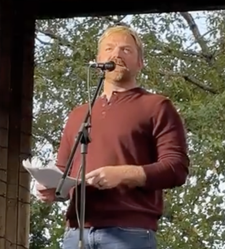 Picture of Graham Platner speaking at podium.