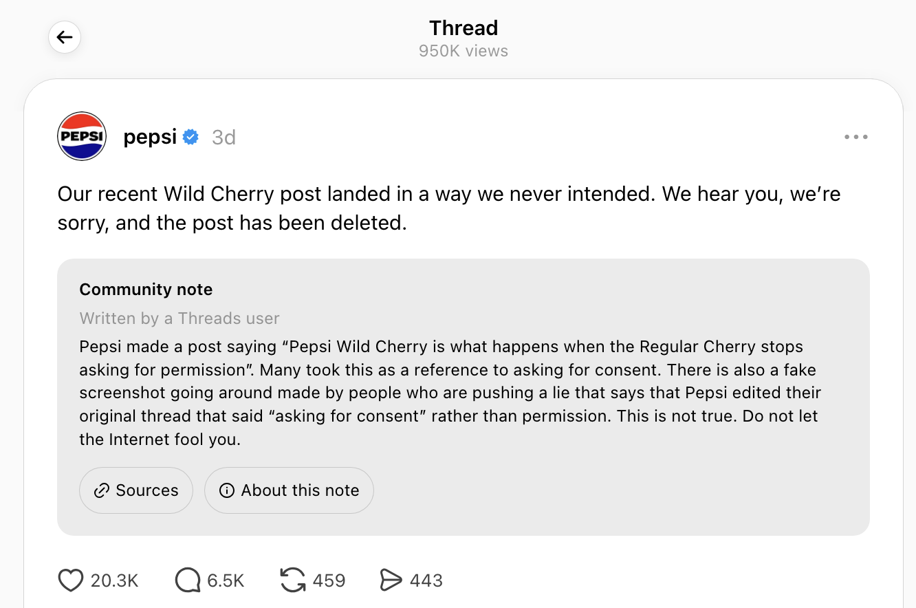 Pepsi Apology Post