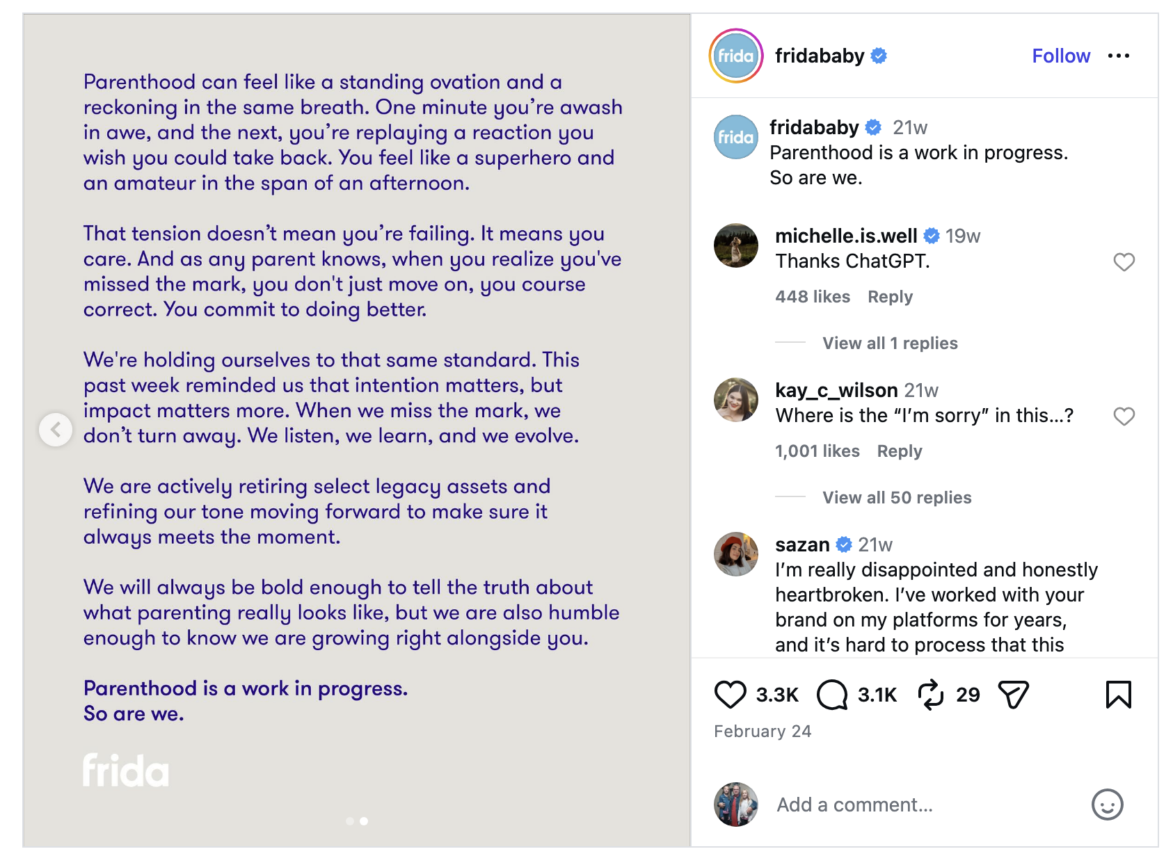 Frida Baby's Instagram Post