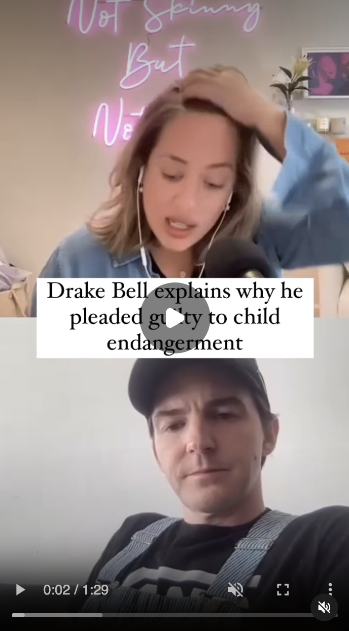 Image of Drake Bell Instagram Reel Apology video