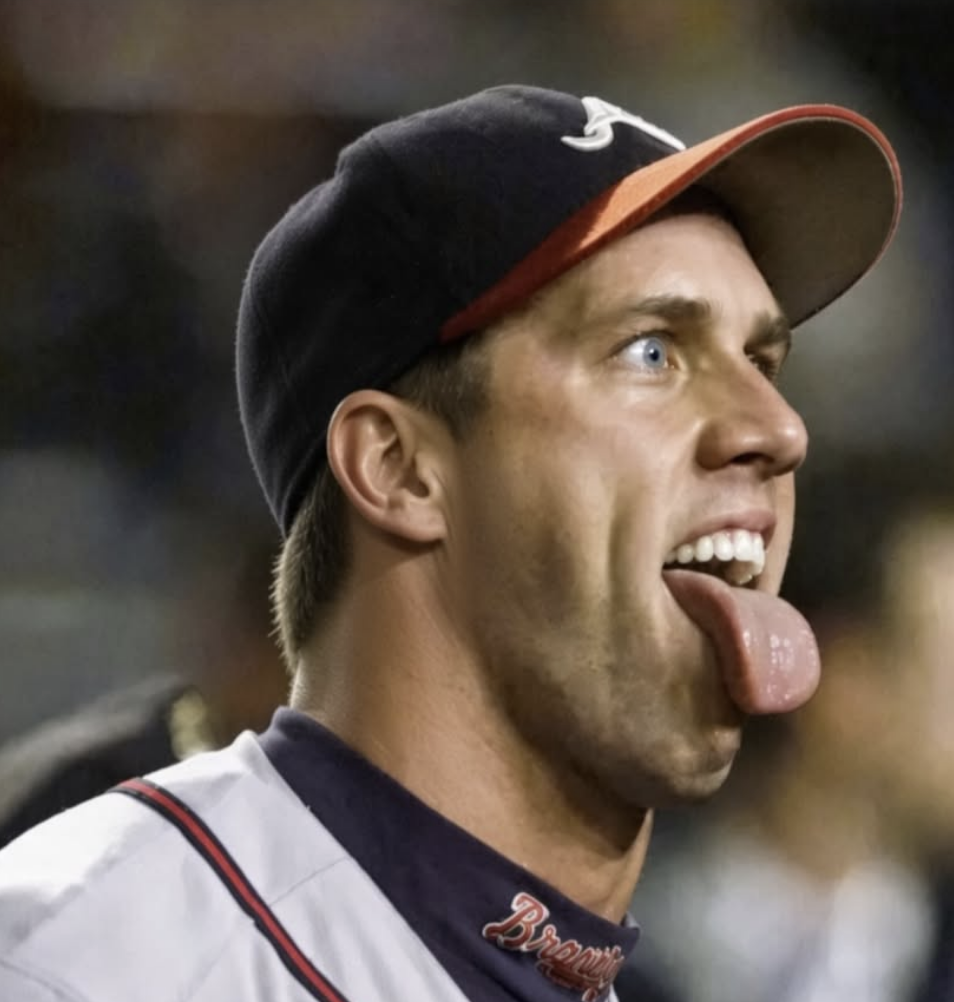 Photo of John Rocker with his tongue sticking out