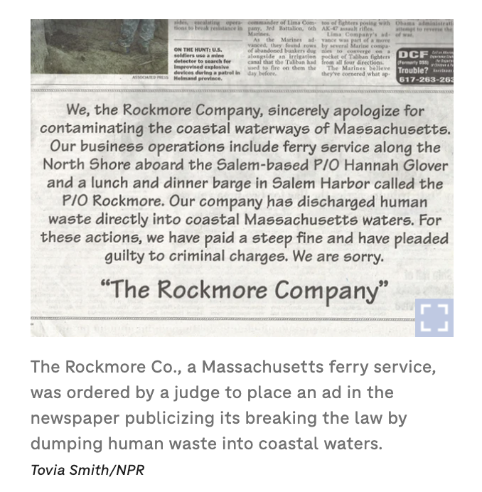 Screenshot of Rockmore Apology Ad